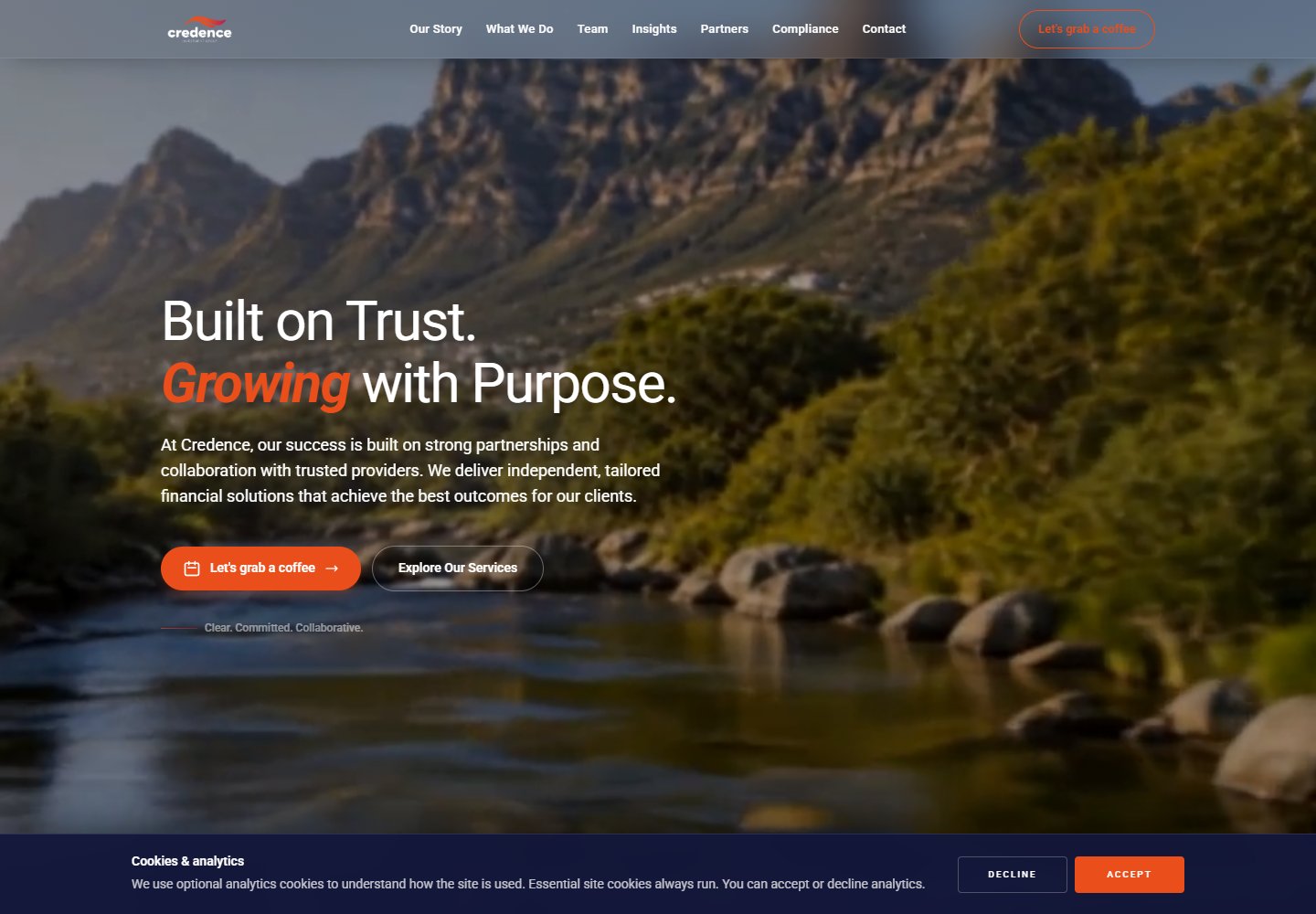 Credence Website: Public website · desktop capture