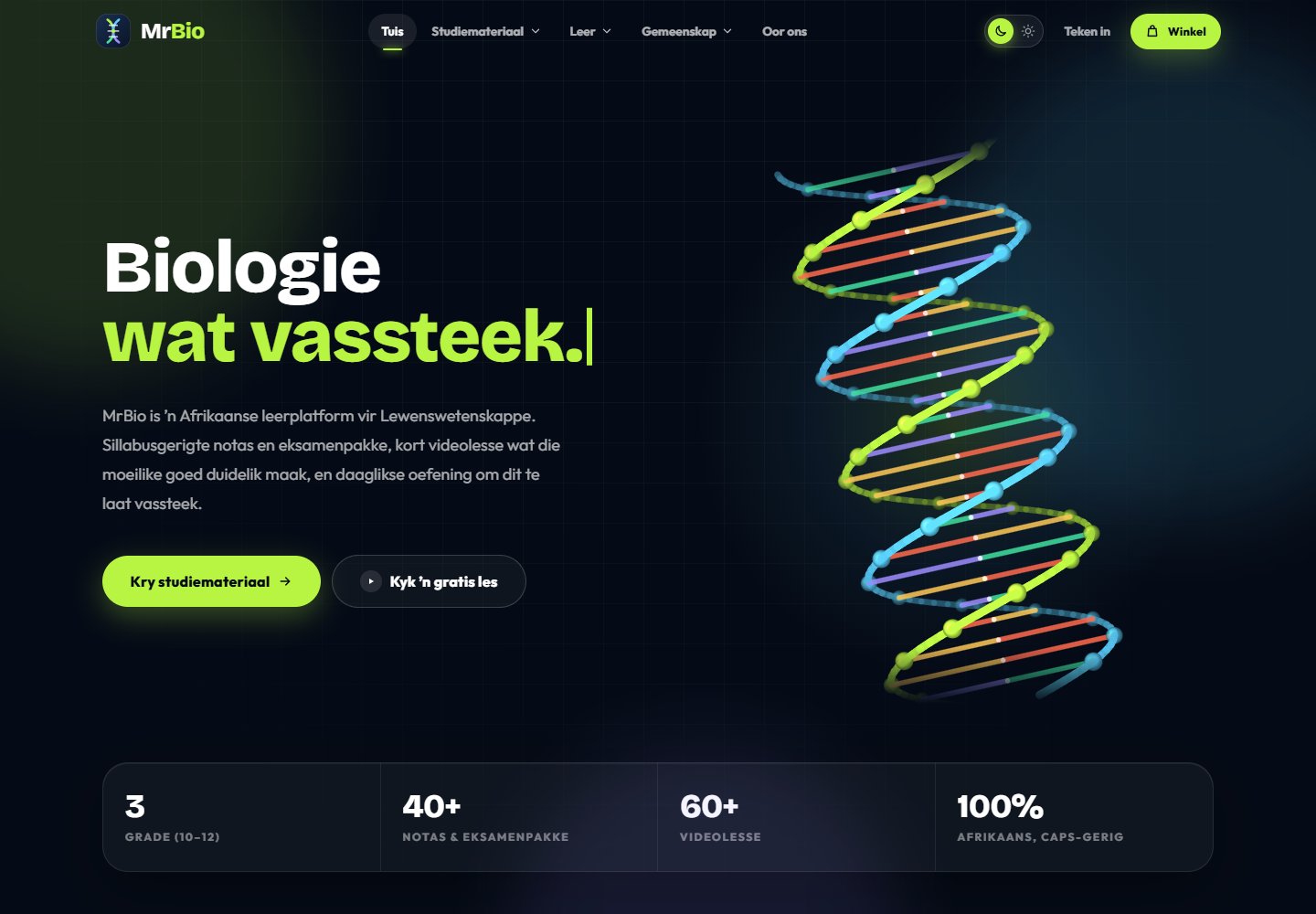 Mr Bio Website: Public website · desktop capture